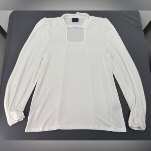 Daytrip Buckle Top Womens L Cream Cut Out Brushed Knit EUC